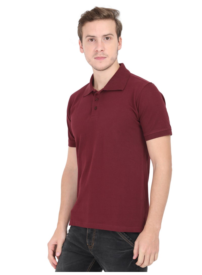 ملابس RSO تي شيرت بولو سادة بأكمام نصفية وياقة بولو للرجال من RSO Outfits - كستنائي - Image 2