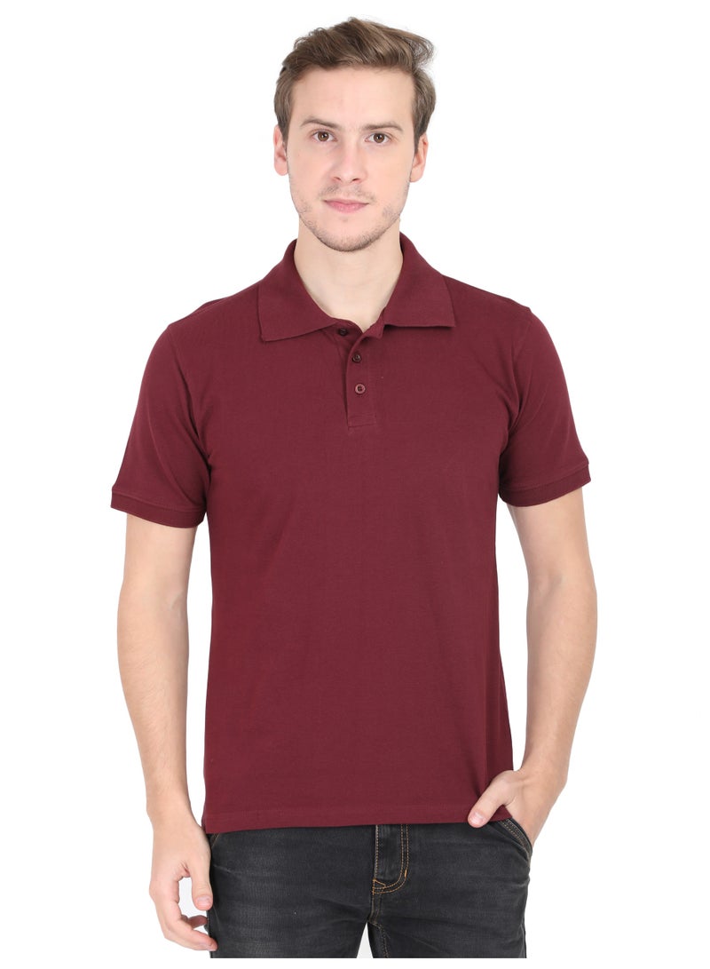 ملابس RSO تي شيرت بولو سادة بأكمام نصفية وياقة بولو للرجال من RSO Outfits - كستنائي - Image 1