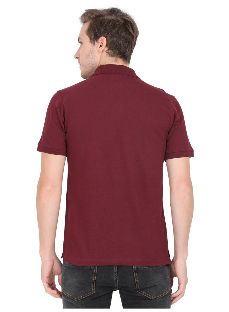 ملابس RSO تي شيرت بولو سادة بأكمام نصفية وياقة بولو للرجال من RSO Outfits - كستنائي - Image 4
