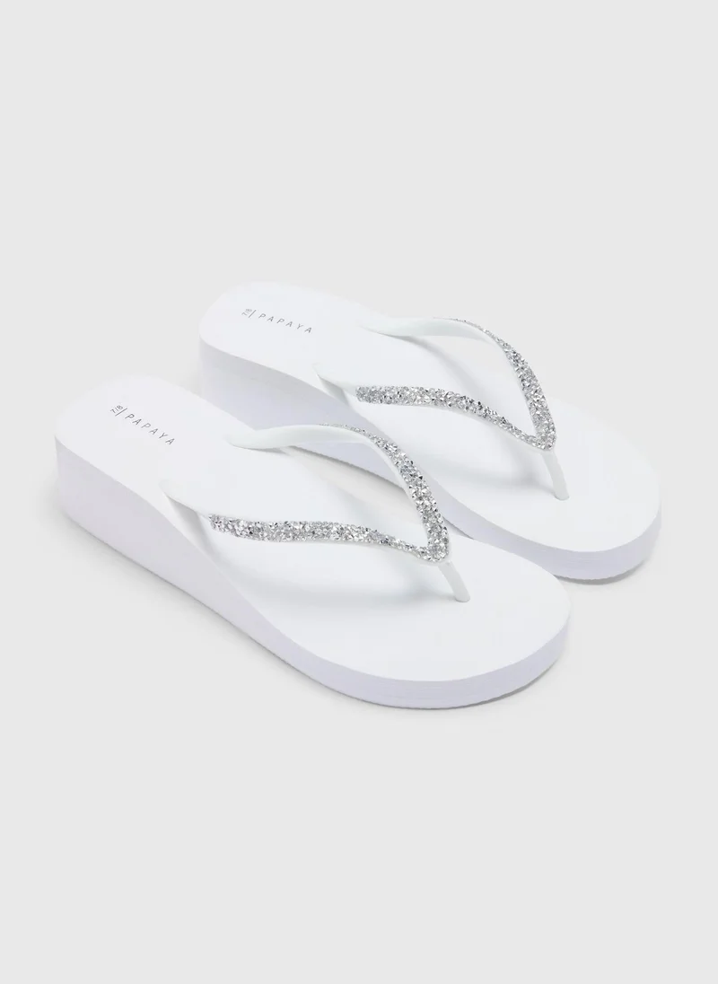 ماتلان White Wedge Flip Flops
