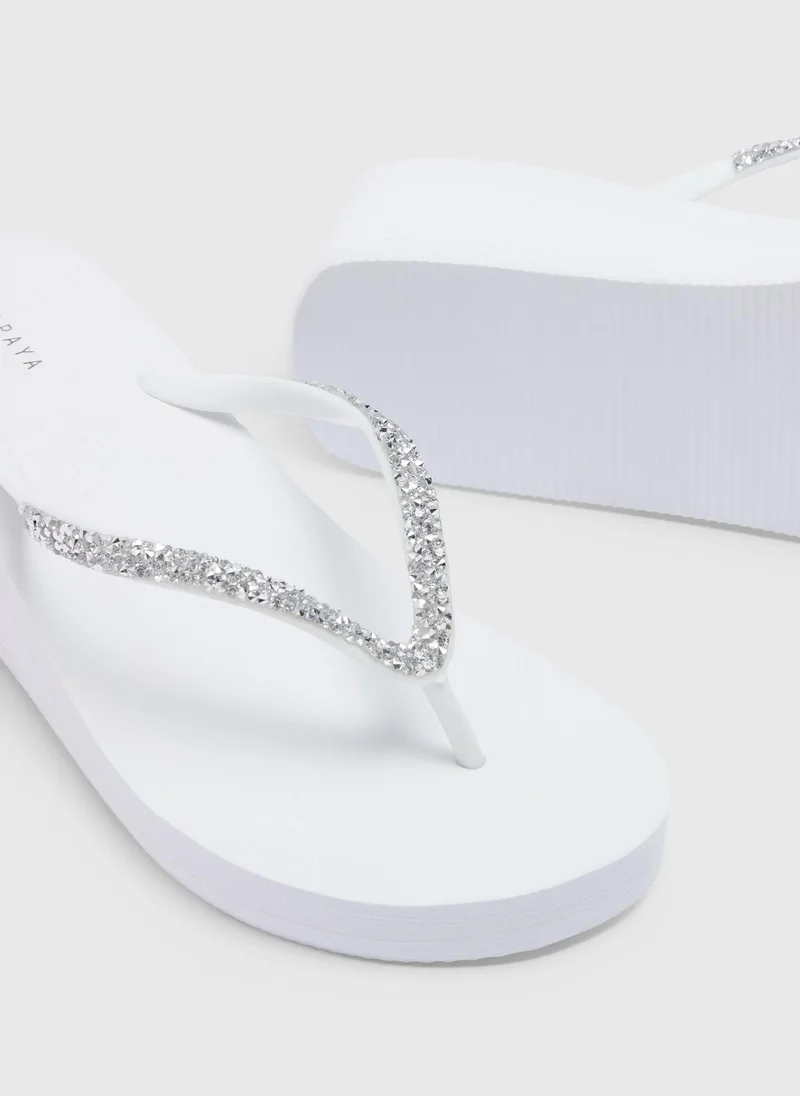 ماتلان White Wedge Flip Flops