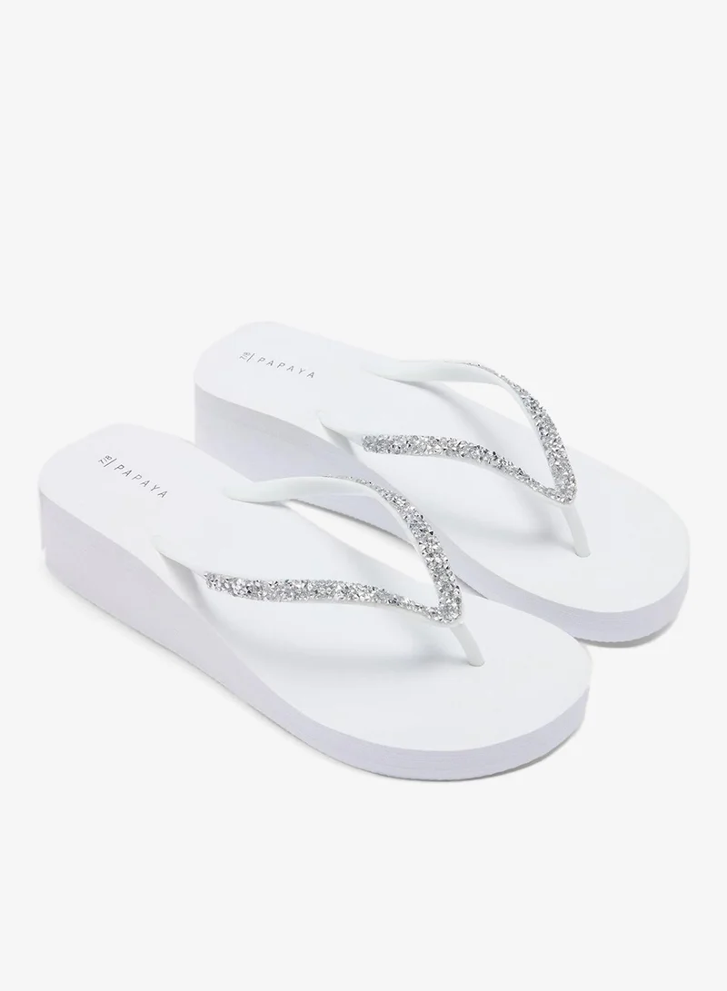 ماتلان White Wedge Flip Flops