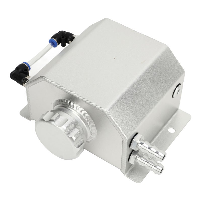 Universal Engine Coolant Expansion Tank 1L Aluminum Alloy Overflow Reservoir Bottle Tank Sliver - Image 4