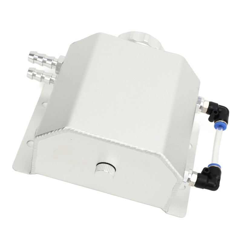 Universal Engine Coolant Expansion Tank 1L Aluminum Alloy Overflow Reservoir Bottle Tank Sliver - Image 2