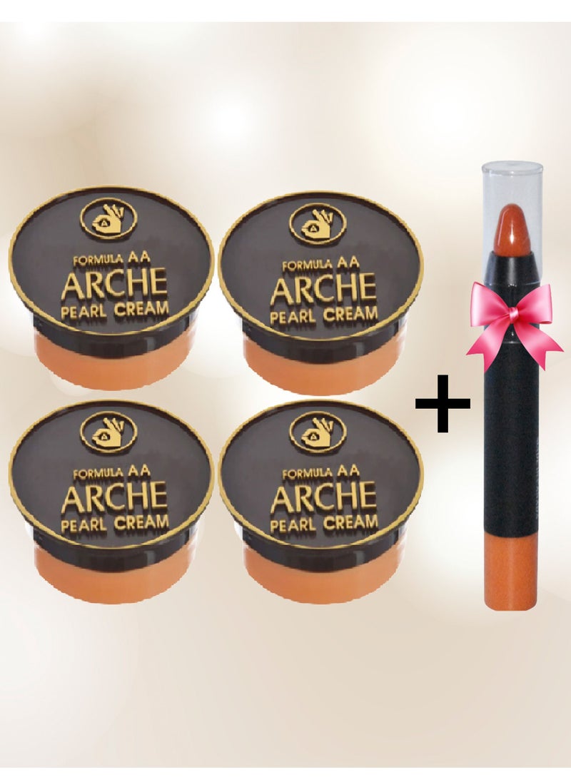 Arche 4 Pieces Skin Lightening Cream 5 Grams 3 In 1 With Multiple Properties Including Covering Black Spots On The Face Sun Protection Softening The Skin Cream Before Makeup And 1 Piece Lipstick  - Image 1