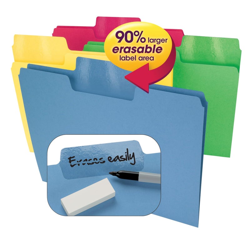 Smead مجلد ملفات Smead القابل للمسح، علامة كبيرة قابلة للمسح 1/3، حجم خطاب، ألوان أساسية متنوعة، 24 في العبوة (10480) - Image 2