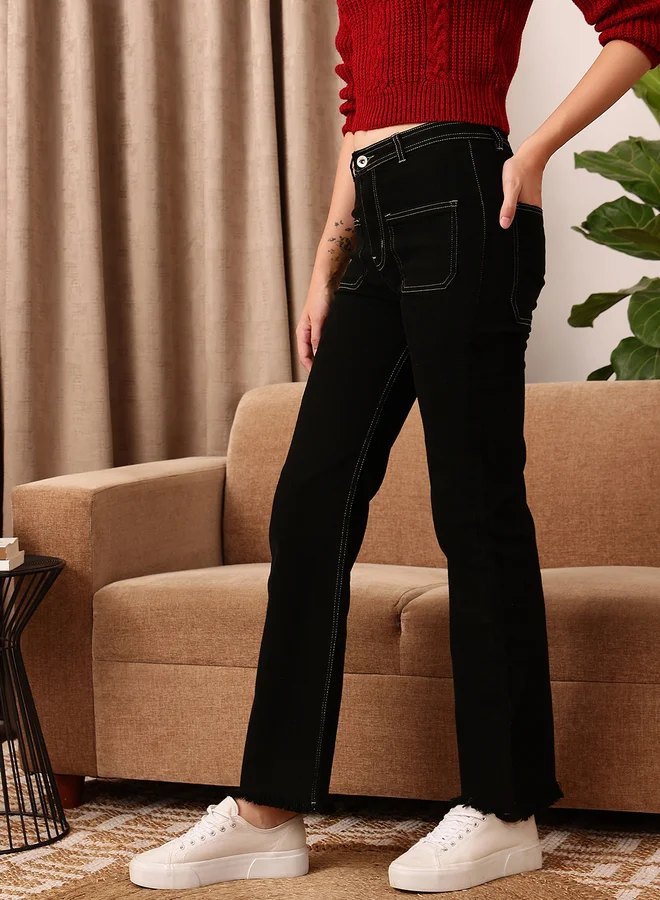 STREET 9 STREET 9 Women Black Bootcut Stretchable Jeans