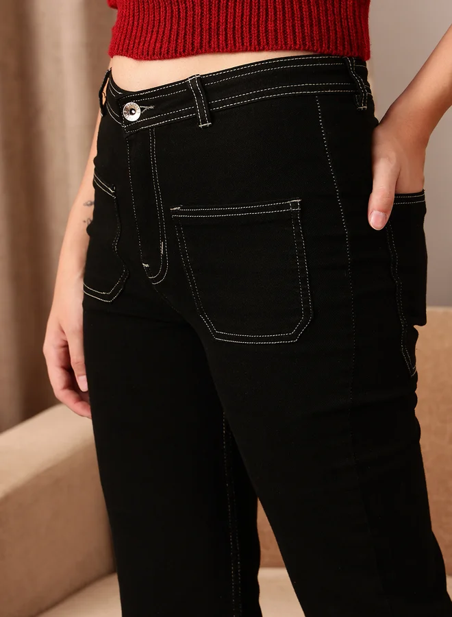 STREET 9 STREET 9 Women Black Bootcut Stretchable Jeans