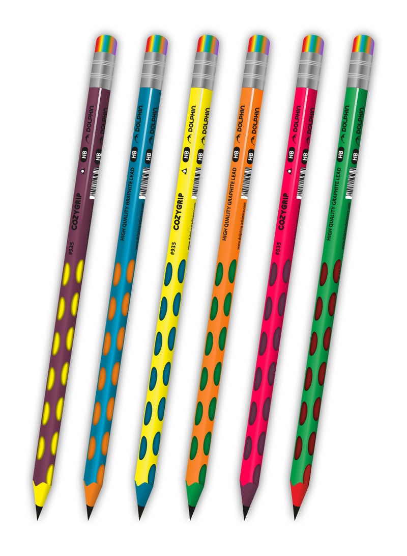دولفين قلم رصاص جرافيت HB دولفين بمقبض مريح لليد، كتابة سلسة تقلل إجهاد اليد، عبوة 12 قلمًا للمدرسة والمكتب - Image 3