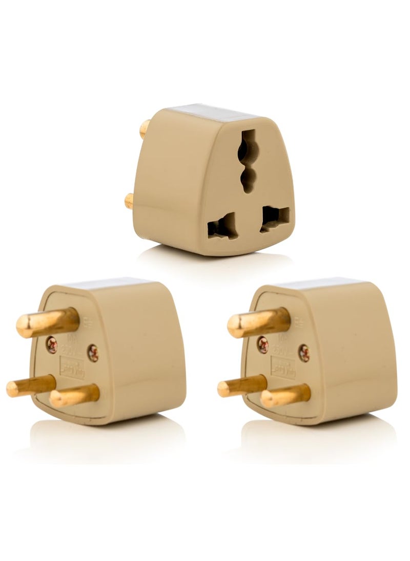 HI PLASST PINS N PLUGS HiPLASST 3Pin Indian Converter Plug Pack of 3 World USA UK Canada Europe and More to India Travel Adapter Plug Type D Adaptor Socket Perfect for Foreign Devices to use in India10A  - Image 1
