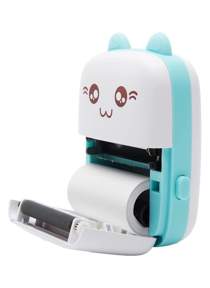 Generic - Portable Printer, Mini Pocket Printer, Mini Thermal Printer,200DPI Wireless Bluetooth BT 4.0 Photo Printer, Label Memo Receipt Paper Smart Printer with 1 Roll Thermal Paper (Blue) - Image 1