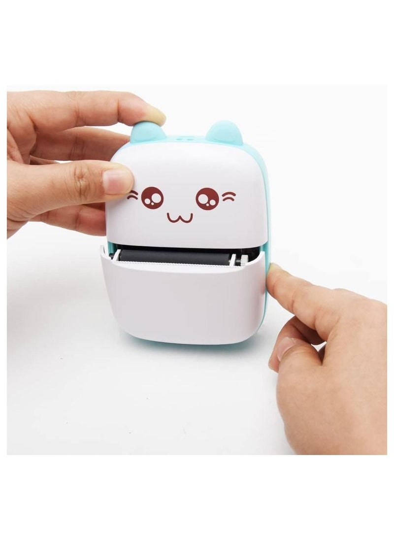 Generic - Portable Printer, Mini Pocket Printer, Mini Thermal Printer,200DPI Wireless Bluetooth BT 4.0 Photo Printer, Label Memo Receipt Paper Smart Printer with 1 Roll Thermal Paper (Blue) - Image 1