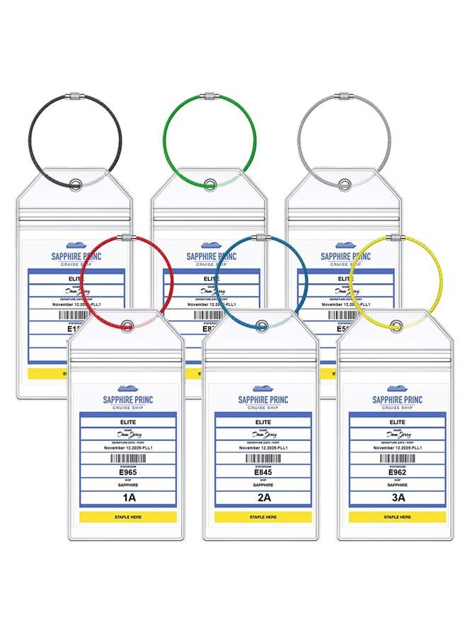 XIANGXING Princess Cruise Luggage Tag Holders, Zip Seal Clear Cruise Luggage Tags Holder with Steel Loops Fit for All Princess Cruise Line Ship & Itineraries Tags in 2024 & 2025 (6 Pcs with 6 Colors Ring) - Image 1