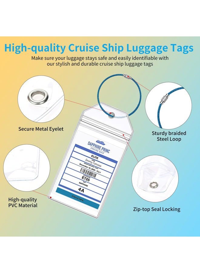 XIANGXING Princess Cruise Luggage Tag Holders, Zip Seal Clear Cruise Luggage Tags Holder with Steel Loops Fit for All Princess Cruise Line Ship & Itineraries Tags in 2024 & 2025 (6 Pcs with 6 Colors Ring) - Image 3