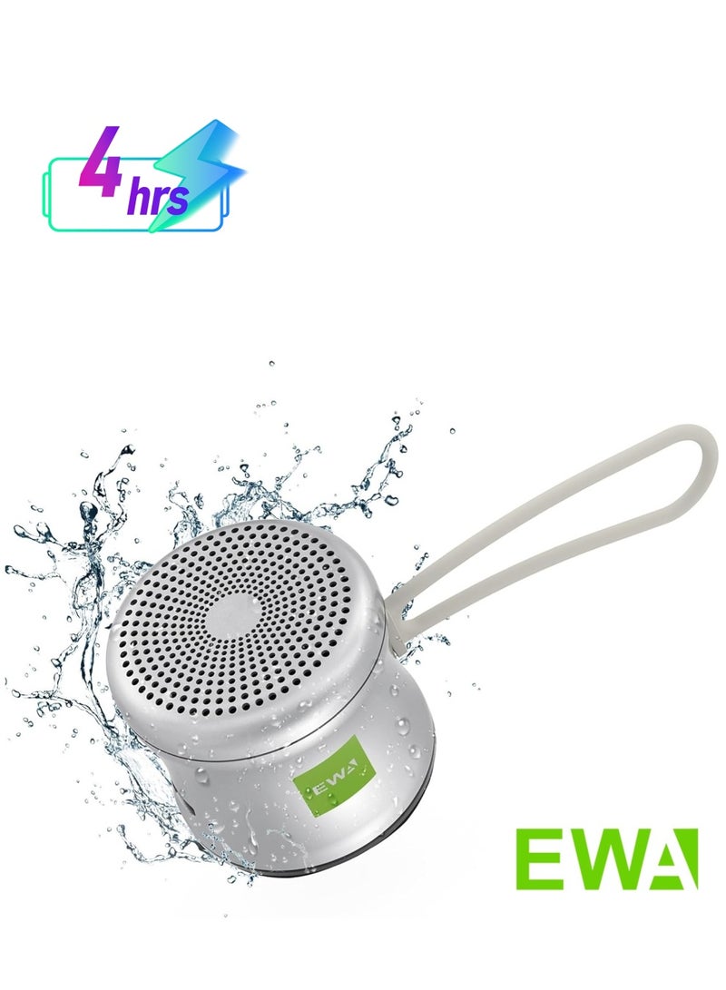 EWA A119 Mini Bluetooth Speaker with Lanyard, Small Speaker with Bass Radiator, IPX7 Waterproof, Tiny but Powerful, Super Cute Metal Wireless Portable Speaker for Home, Office, Travel, Outdoors (Silver) - Image 1