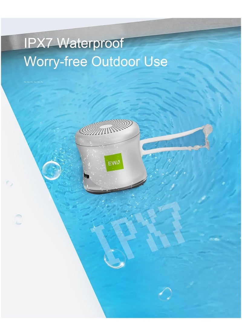 EWA A119 Mini Bluetooth Speaker with Lanyard, Small Speaker with Bass Radiator, IPX7 Waterproof, Tiny but Powerful, Super Cute Metal Wireless Portable Speaker for Home, Office, Travel, Outdoors (Silver) - Image 3