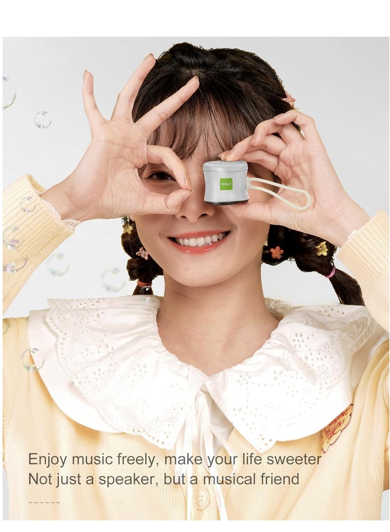 EWA A119 Mini Bluetooth Speaker with Lanyard, Small Speaker with Bass Radiator, IPX7 Waterproof, Tiny but Powerful, Super Cute Metal Wireless Portable Speaker for Home, Office, Travel, Outdoors (Silver) - Image 5