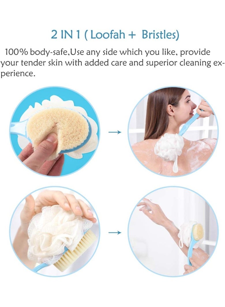 فرشاة وإسفنجة استحمام ناعمة 2 في 1، بمقبض طويل - متعددة الألوان - تنظيف عميق وراحة لبشرتك - - Image 3