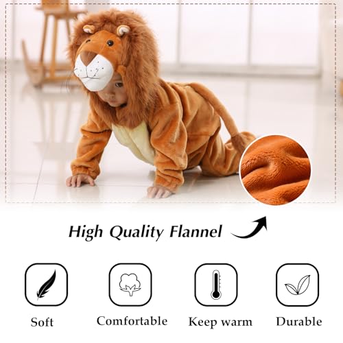 TONWHAR Infants Toddlers Halloween Cosplay Lion Costume Kids' Animal Outfit Snowsuit(18-24 Months,Lion) - Image 5