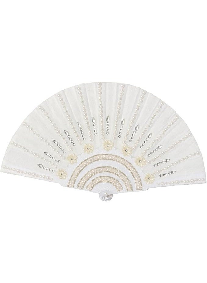 Crystal-studded bridal fan - a luxurious touch that completes your royal look on your wedding day, a unique design for an unforgettable look. - Image 1