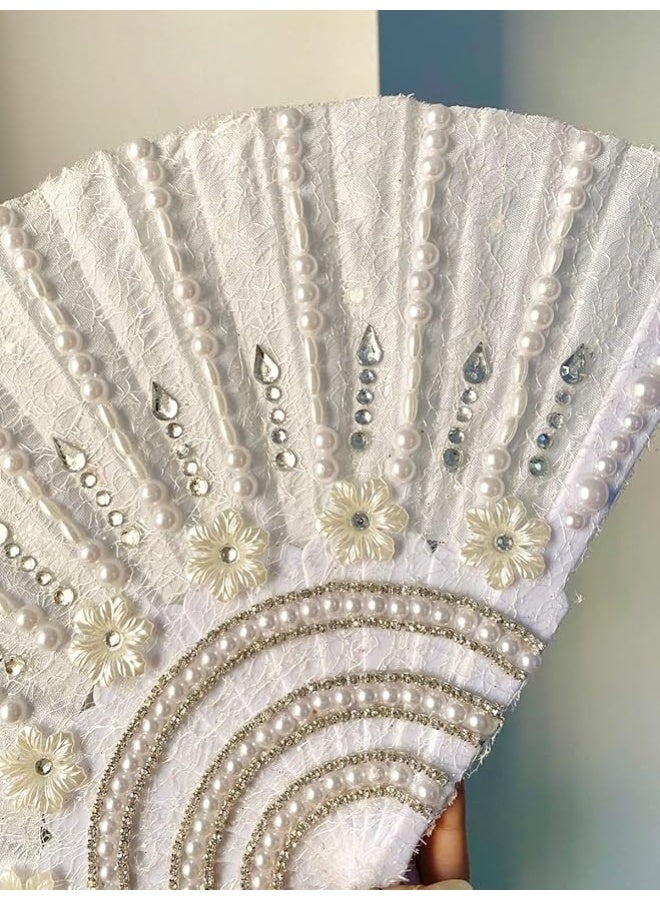 Crystal-studded bridal fan - a luxurious touch that completes your royal look on your wedding day, a unique design for an unforgettable look. - Image 5