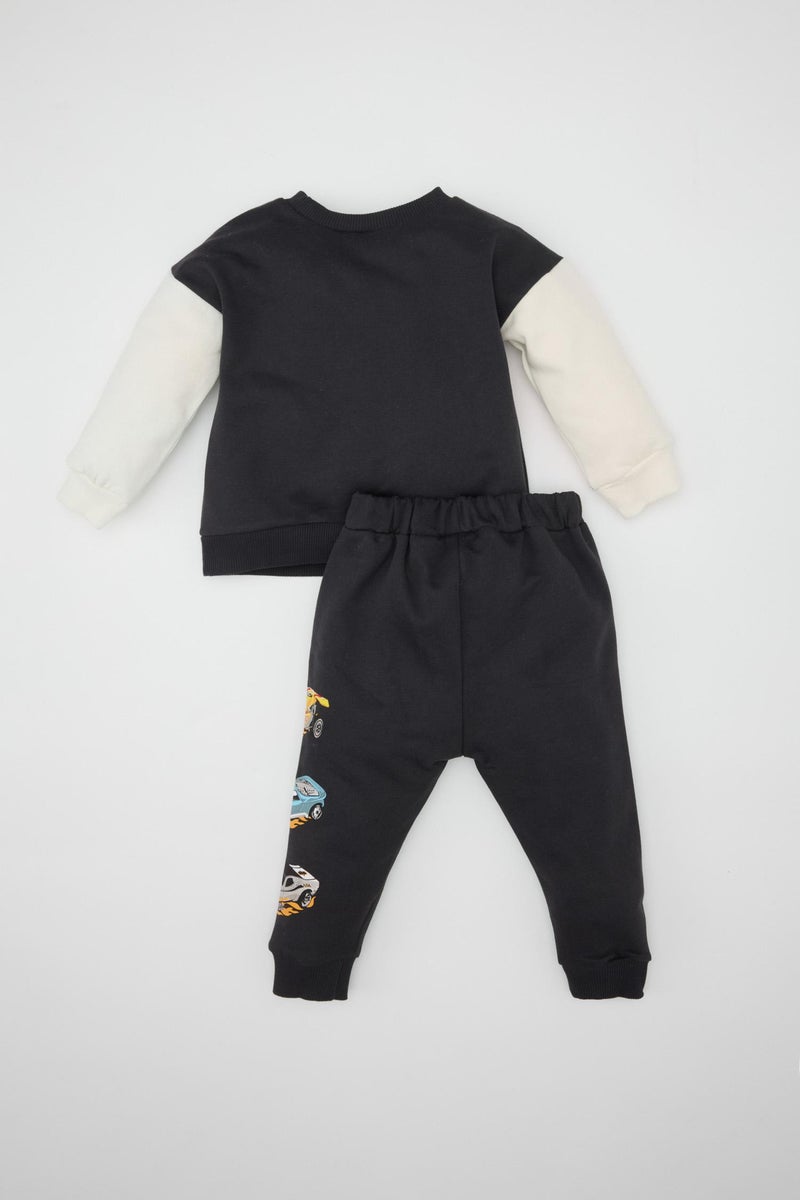 DeFacto Grey BabyBoy Baby Boy Hot Wheels Sweatshirt Sweatpants 2 Piece Set Casual - Image 4