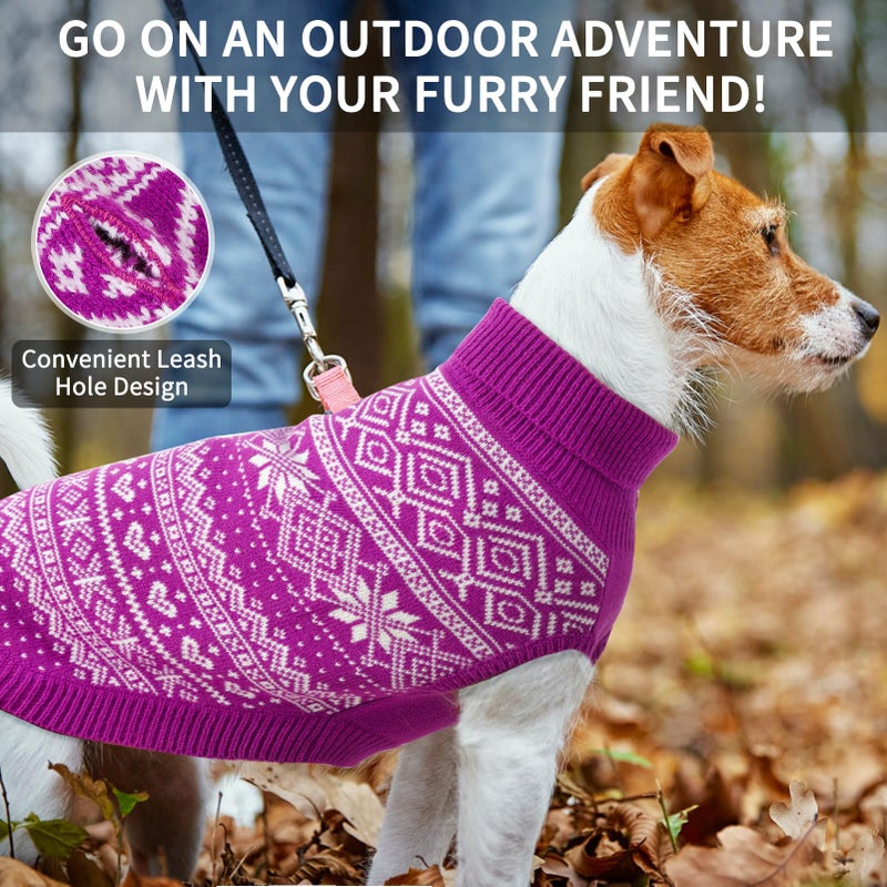 HOMIMP Dog Sweater Argyle - Warm Sweater Winter Clothes Puppy Soft Coat, Ugly Dog Sweater for Small Medium and Large Dogs, Pet Clothing Boy Girl, Purple L - Image 4