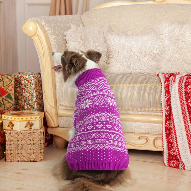 HOMIMP Dog Sweater Argyle - Warm Sweater Winter Clothes Puppy Soft Coat, Ugly Dog Sweater for Small Medium and Large Dogs, Pet Clothing Boy Girl, Purple L - Image 5