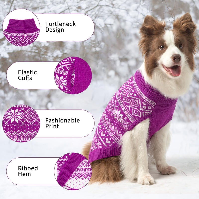HOMIMP Dog Sweater Argyle - Warm Sweater Winter Clothes Puppy Soft Coat, Ugly Dog Sweater for Small Medium and Large Dogs, Pet Clothing Boy Girl, Purple L - Image 3