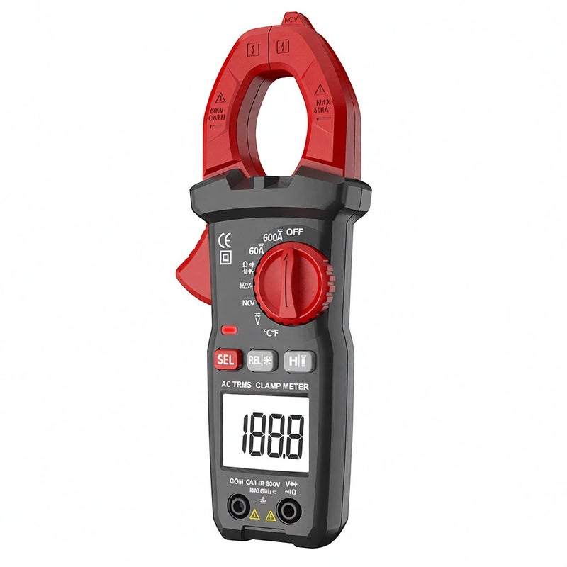 مقياس متعدد الوظائف بالمضغطة AC/DC 600 أمبير - مقياس رقمي متعدد الوظائف لقياس التيار، درجة الحرارة، السعة، الجهد والمقاومة - Image 1