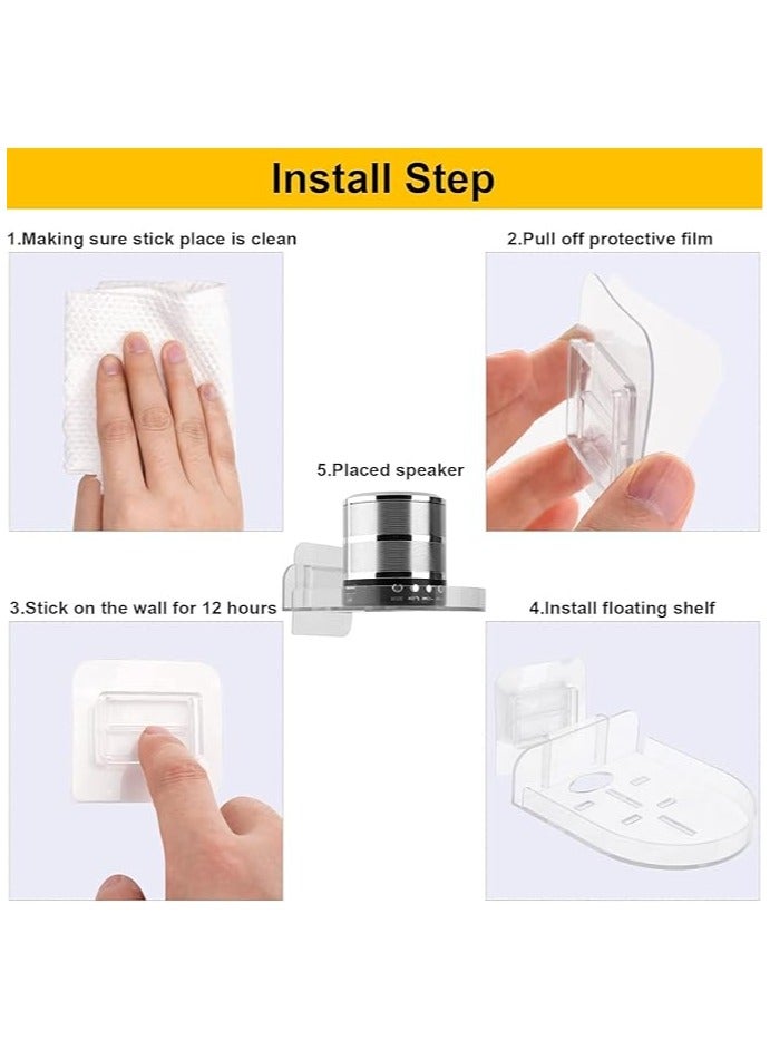 Hihonor 5 Pcs Acrylic Small Wall Shelf, Surveillance Bracket with Adhesive, Mini Floating Wall Shelves Webcam, Speakers, Baby Monitors, Easy to Install No Drill  - Image 4