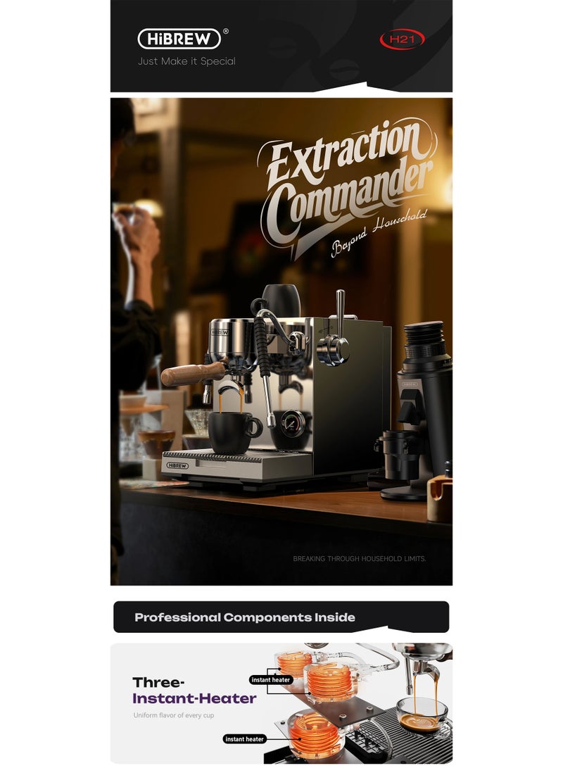 هيبرو آلة قهوة تجارية H21 نظام 3 سخانات مضخة مزدوجة ضبط درجة حرارة الاستخراج صانع قهوة كابتشينو لاتيه - Image 2