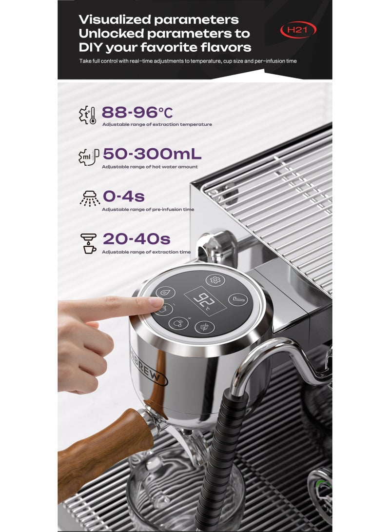 هيبرو آلة قهوة تجارية H21 نظام 3 سخانات مضخة مزدوجة ضبط درجة حرارة الاستخراج صانع قهوة كابتشينو لاتيه - Image 5