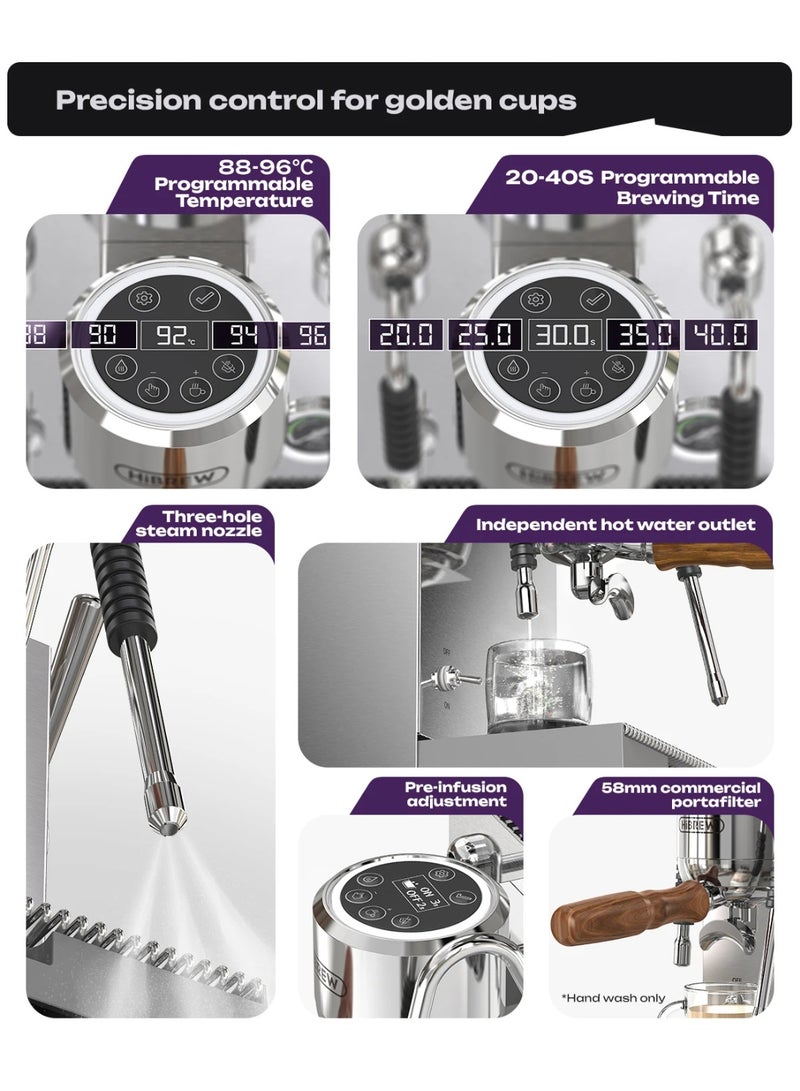 هيبرو آلة قهوة تجارية H21 نظام 3 سخانات مضخة مزدوجة ضبط درجة حرارة الاستخراج صانع قهوة كابتشينو لاتيه - Image 3