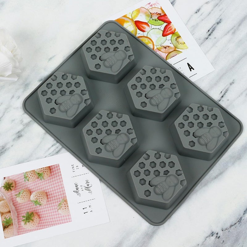 6-Cavity Silicone Honeycomb Mold DIY Soap Mold Candy Baking Pan for Handmade Soap Making, Flexible Food-Grade Silicone Suitable for Crafting and Baking Random Color - Image 2