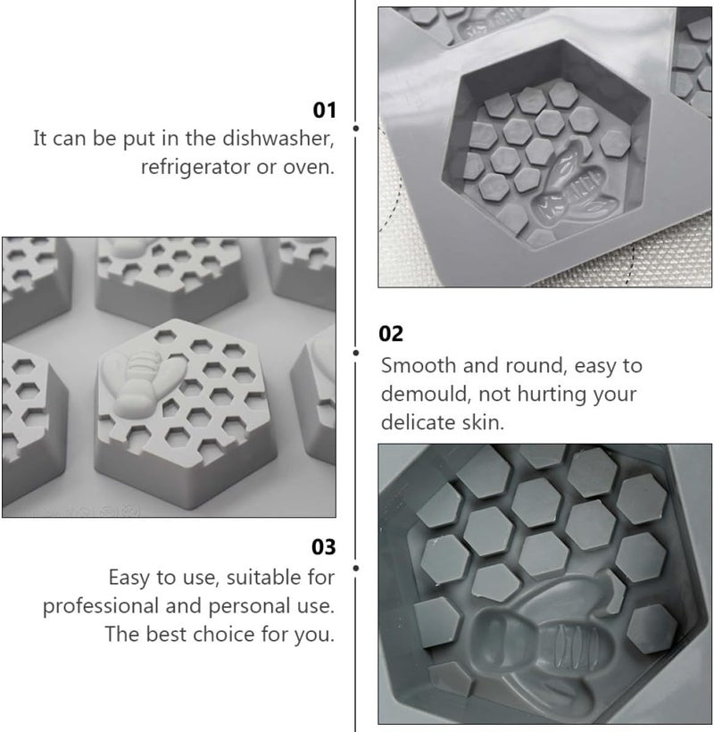 6-Cavity Silicone Honeycomb Mold DIY Soap Mold Candy Baking Pan for Handmade Soap Making, Flexible Food-Grade Silicone Suitable for Crafting and Baking Random Color - Image 3
