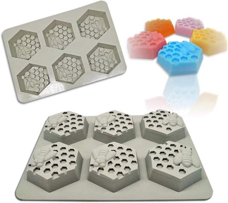 6-Cavity Silicone Honeycomb Mold DIY Soap Mold Candy Baking Pan for Handmade Soap Making, Flexible Food-Grade Silicone Suitable for Crafting and Baking Random Color - Image 4