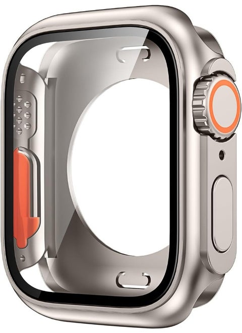 Compatible with Apple Watch Series 10 (2024) 46mm Hard Case with Tempered Glass Screen Protector, [Looks Like iWatch Ultra] Unique Design Hard PC Waterproof Case Cover, Bumper Full Coverage Accessories for iWatch 10 46mm, Titanium