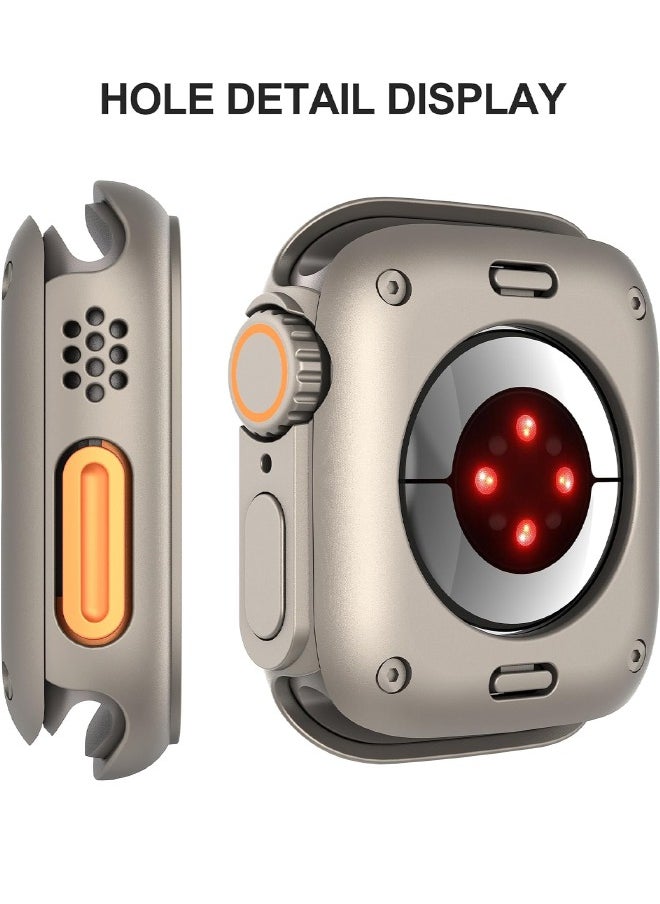 Generic - Compatible with Apple Watch Series 10 (2024) 46mm Hard Case with Tempered Glass Screen Protector, [Looks Like iWatch Ultra] Unique Design Hard PC Waterproof Case Cover, Bumper Full Coverage Accessories for iWatch 10 46mm, Titanium - Image 1