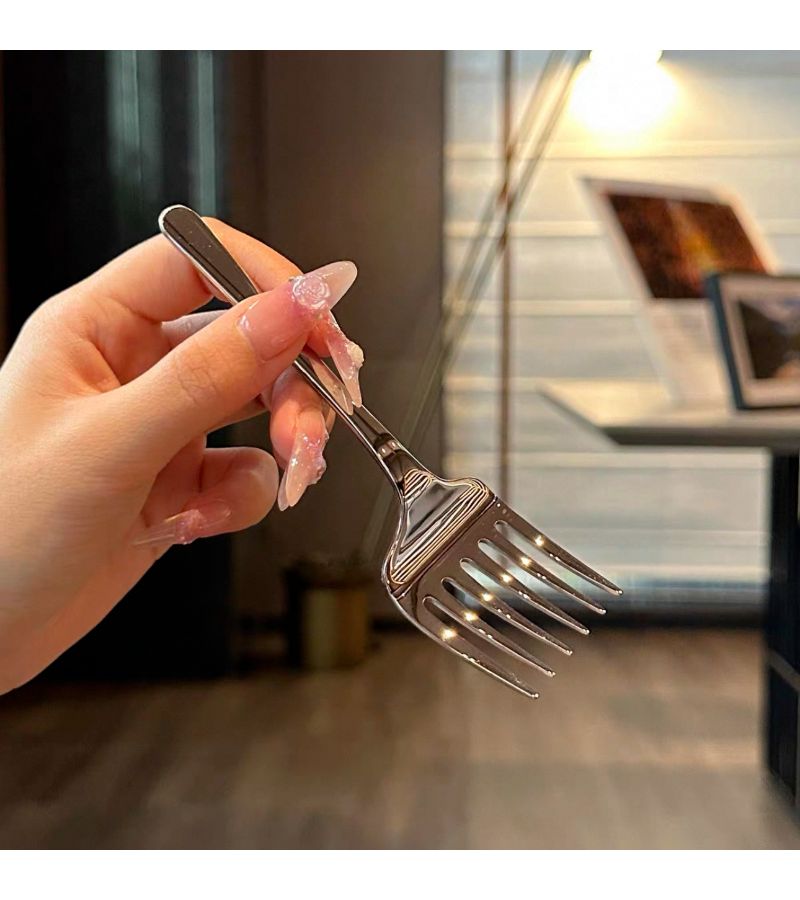Matte Stainless Steel 6 Tine Meat Fork for Carving Turkey Ham Beef - Image 4