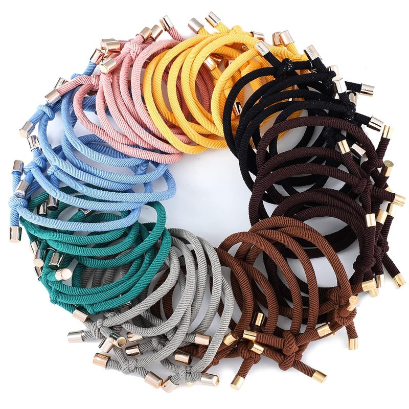 Canlierr 48 Pcs Colorful Knotted Hair Ties Adjustable Hair Ties Bow Elastic Without Damage Ponytail Holders for Women Girls