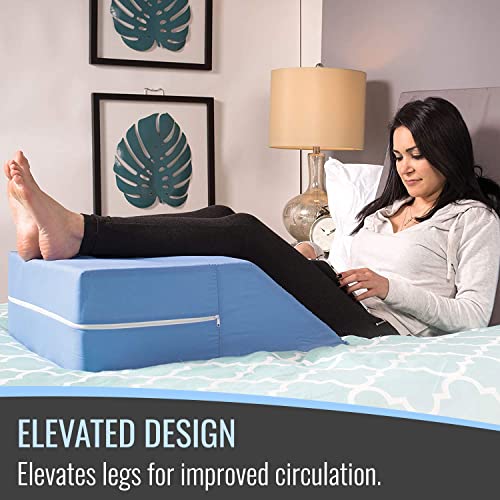 DMI Firm Leg Wedge Pillow for Back Pain Relief (FSA Eligible), High-Density Foam, Bed Wedge Pillow For Legs Elevation, Knee Pain, Post Surgery Pillow, Circulation and Swelling, Pregnancy, Blue - Image 3