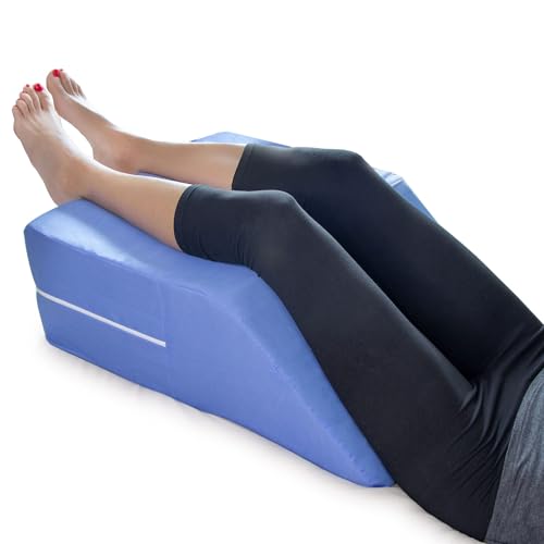 DMI Firm Leg Wedge Pillow for Back Pain Relief (FSA Eligible), High-Density Foam, Bed Wedge Pillow For Legs Elevation, Knee Pain, Post Surgery Pillow, Circulation and Swelling, Pregnancy, Blue - Image 1