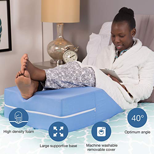 DMI Firm Leg Wedge Pillow for Back Pain Relief (FSA Eligible), High-Density Foam, Bed Wedge Pillow For Legs Elevation, Knee Pain, Post Surgery Pillow, Circulation and Swelling, Pregnancy, Blue - Image 4