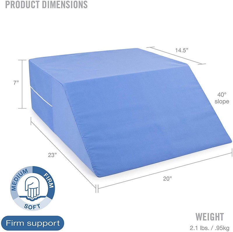 DMI Firm Leg Wedge Pillow for Back Pain Relief (FSA Eligible), High-Density Foam, Bed Wedge Pillow For Legs Elevation, Knee Pain, Post Surgery Pillow, Circulation and Swelling, Pregnancy, Blue - Image 2