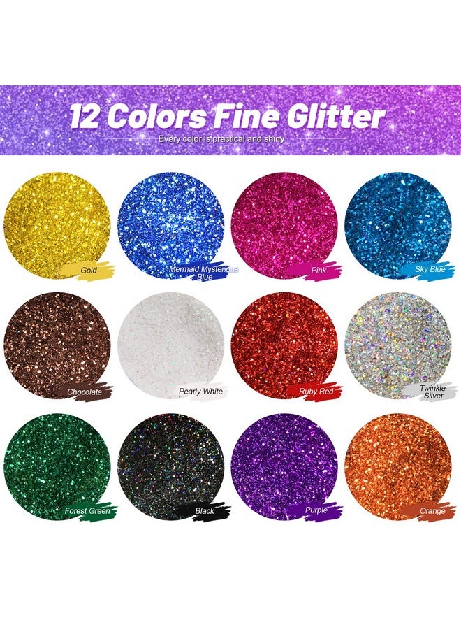 FANDAMEI 12 Pieces Fine Glitter, 12 Colors 10G Glitter Shake Jar Set, Extra Fine Glitter Powder For Arts, Crafts, Painting, Decoration, Body Face Makeup, Nail Art, Pigment  - Image 3