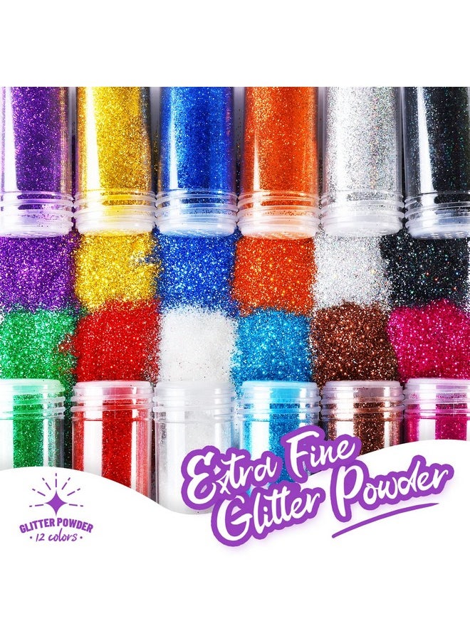 FANDAMEI 12 Pieces Fine Glitter, 12 Colors 10G Glitter Shake Jar Set, Extra Fine Glitter Powder For Arts, Crafts, Painting, Decoration, Body Face Makeup, Nail Art, Pigment  - Image 4