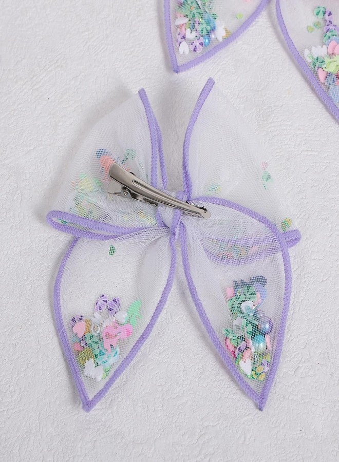 Miroksh Mermaid Birthday Hair Bow Clips Gift Purple Seashell Mesh Fable Shaker Bow Alligator Barrettes Pins for Little Mermaid Teens Toddler Women Summer Beach Vacation Dress Decor Accessory - Image 5