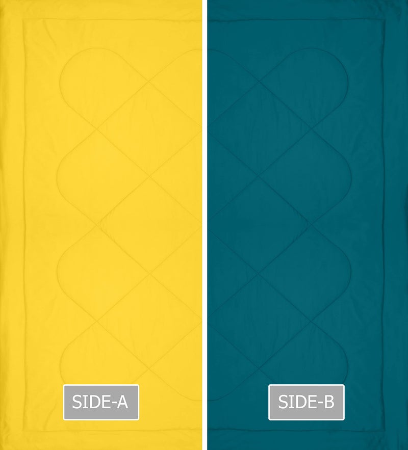 KEA Microfibre Reversible Double Bed King Size Comforter/Duvet for All Weather(Cyan & Yellow, 250 GSM)|Comforter Double - Image 5