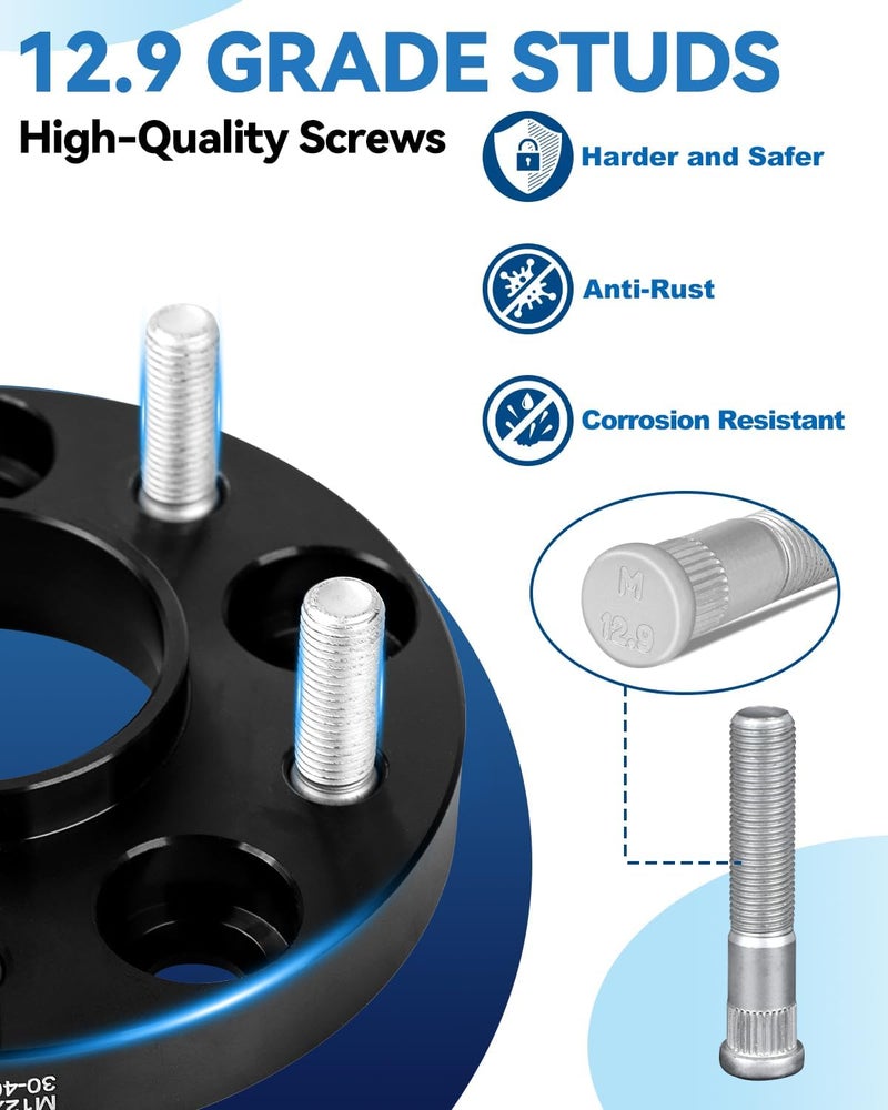 EZISOE 20mm 5x4.5 Hub Centric Wheel Spacers 67.1mm Hub Bore with 12x1.5 Studs, 5x114.3 Forged Wheel spacers for Mazda,Jeep,Kia,Mitsubish,Hyundai - Image 5